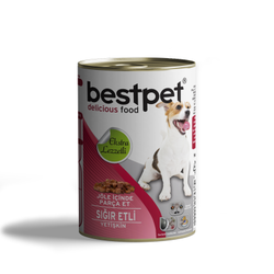 BESTPET JÖLE İÇİNDE PARÇA SIĞIR ETLİ KÖPEK KONSERVESİ 415 GR.