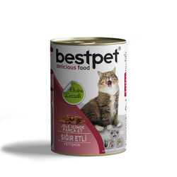 BESTPET SOSLU PARÇA ETLİ KUZU ETLİ KONSERVE YETİŞKİN KEDİ MAMASI 415 GR.
