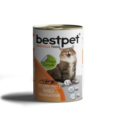 BESTPET SOSLU PARÇA TAVUK ETLİ KONSERVE YETİŞKİN KEDİ MAMASI 415 GR. - 1