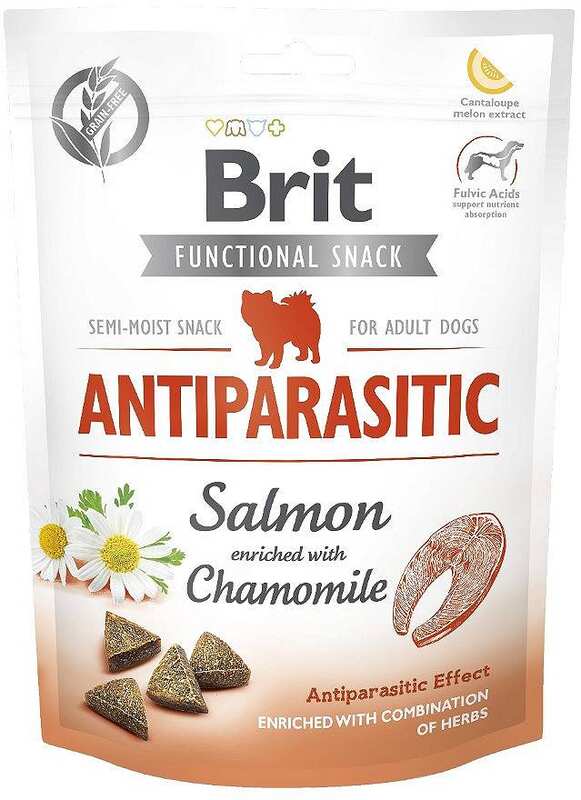 BRİT ANTİPARASİTİC SOMONLU VE PAPATYALI ANTİPARAZİTER KÖPEK ÖDÜL MAMASI 150GR