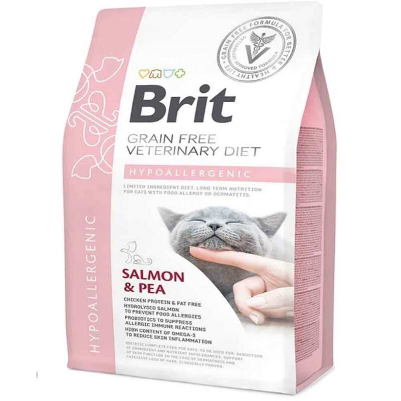 BRIT GF VETERINARY DIETS CAT HYPOALLERGENIC SOMON BEZELYE 2 KG