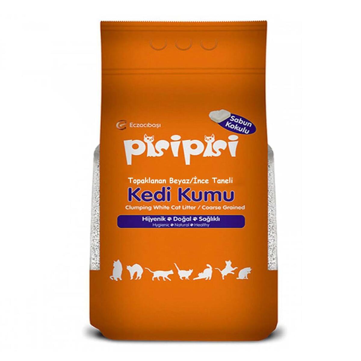 Pisi Pisi Sabun Kokulu Topaklanan İnce Taneli Kedi Kumu 10 Kg. - 1