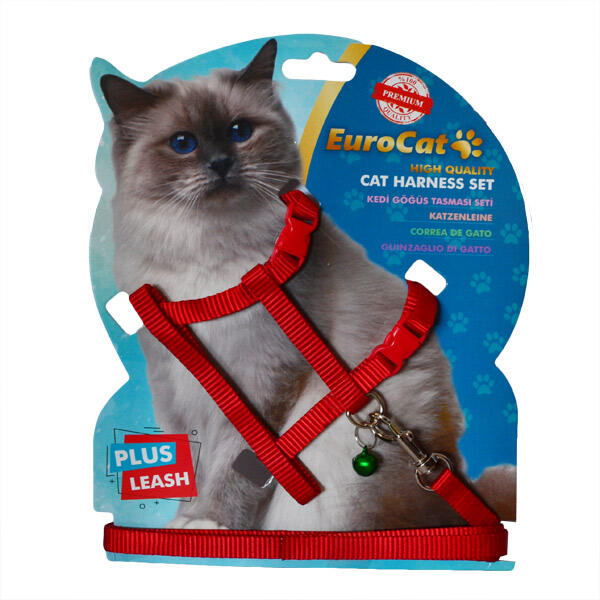 EuroCat Kedi Göğüs Tasması Kırmızı - 1