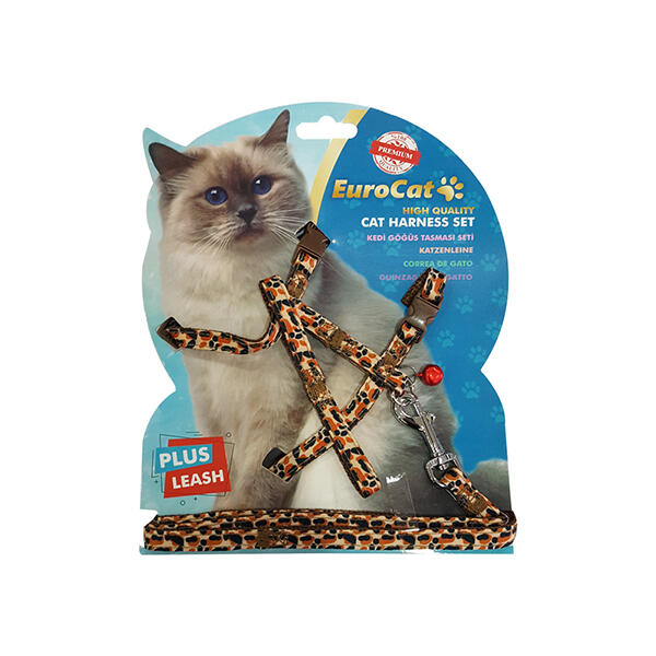 EuroCat Kedi Göğüs Tasması Leopar Desenli - 1