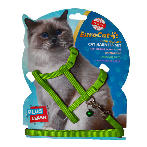 EuroCat Kedi Göğüs Tasması Yeşil - 1