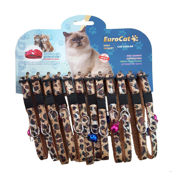 EuroCat Leopar Desenli Çıngıraklı Kedi Boyun Tasması 1 Adet - 1