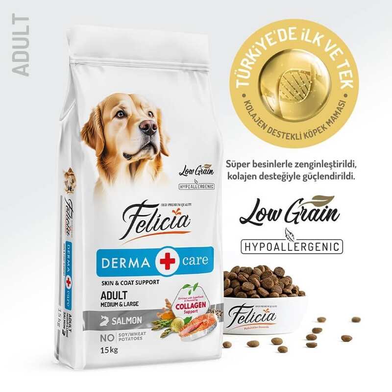Felicia Düşük Tahıll Somonlu Hypoallergenic Yetişkin Köpek Maması 15 Kg.