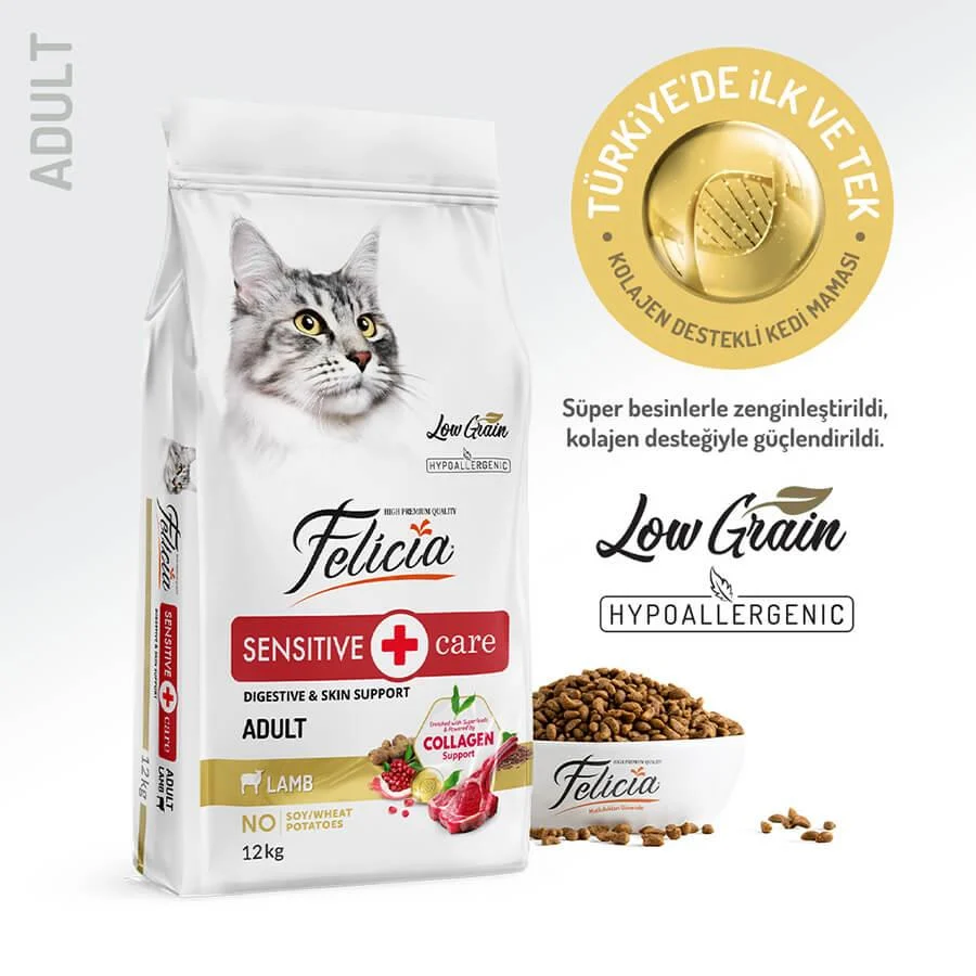 Felicia Düşük Tahıllı Kuzulu Hypoallergenic Kedi Maması 12 Kg. - 1