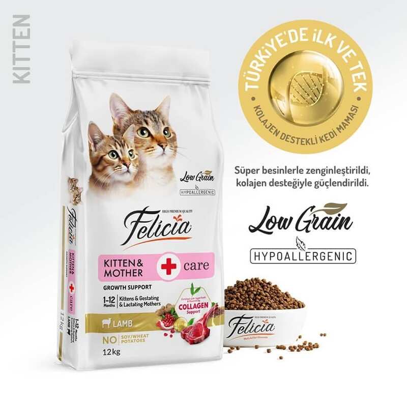 Felicia Düşük Tahıllı Kuzulu Hypoallergenic Yavru Kedi Maması 12 Kg.