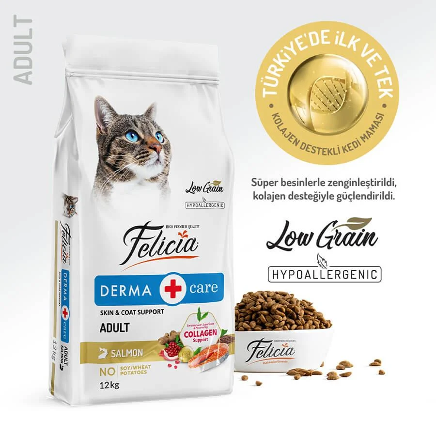 Felicia Düşük Tahıllı Somonlu Hypoallergenic Kedi Maması 12 Kg. - 1