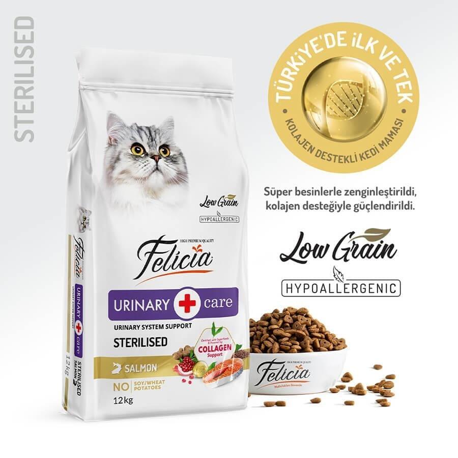 Felicia Düşük Tahıllı Somonlu Hypoallergenic Sterilised Kedi Maması 12 Kg. - 1