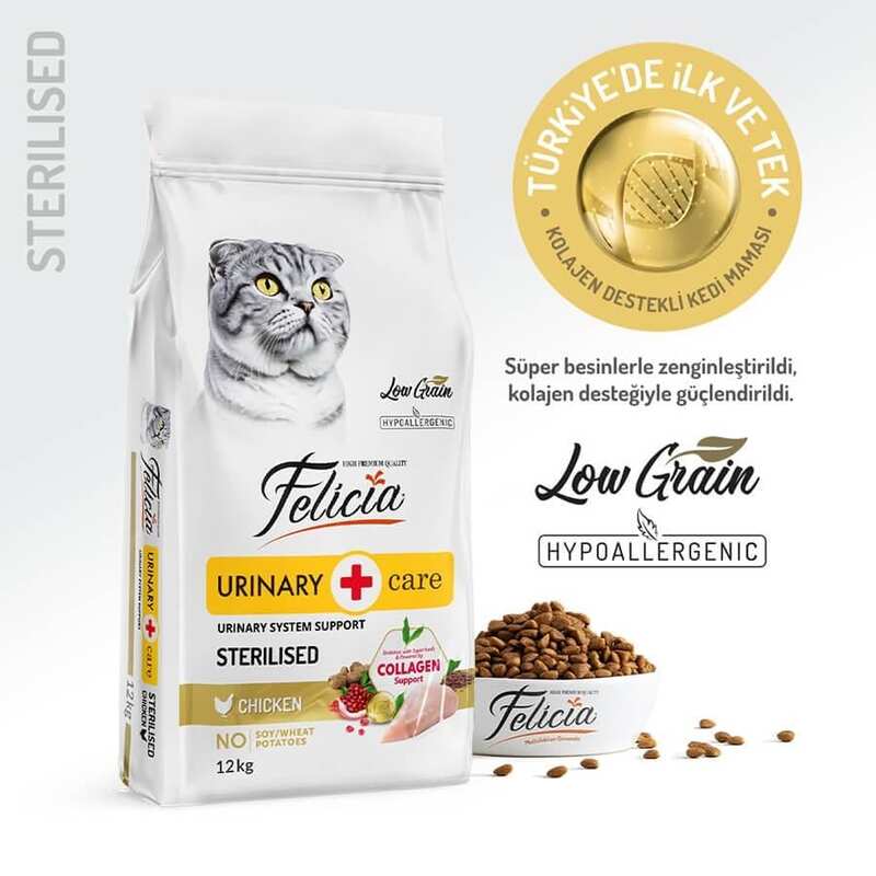 Felicia Düşük Tahıllı Sterilised Tavuklu Hypoallergenic Kedi Maması 12 Kg.