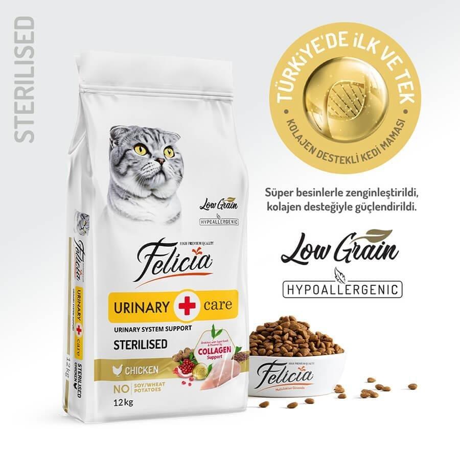 Felicia Düşük Tahıllı Sterilised Tavuklu Hypoallergenic Kedi Maması 12 Kg. - 1