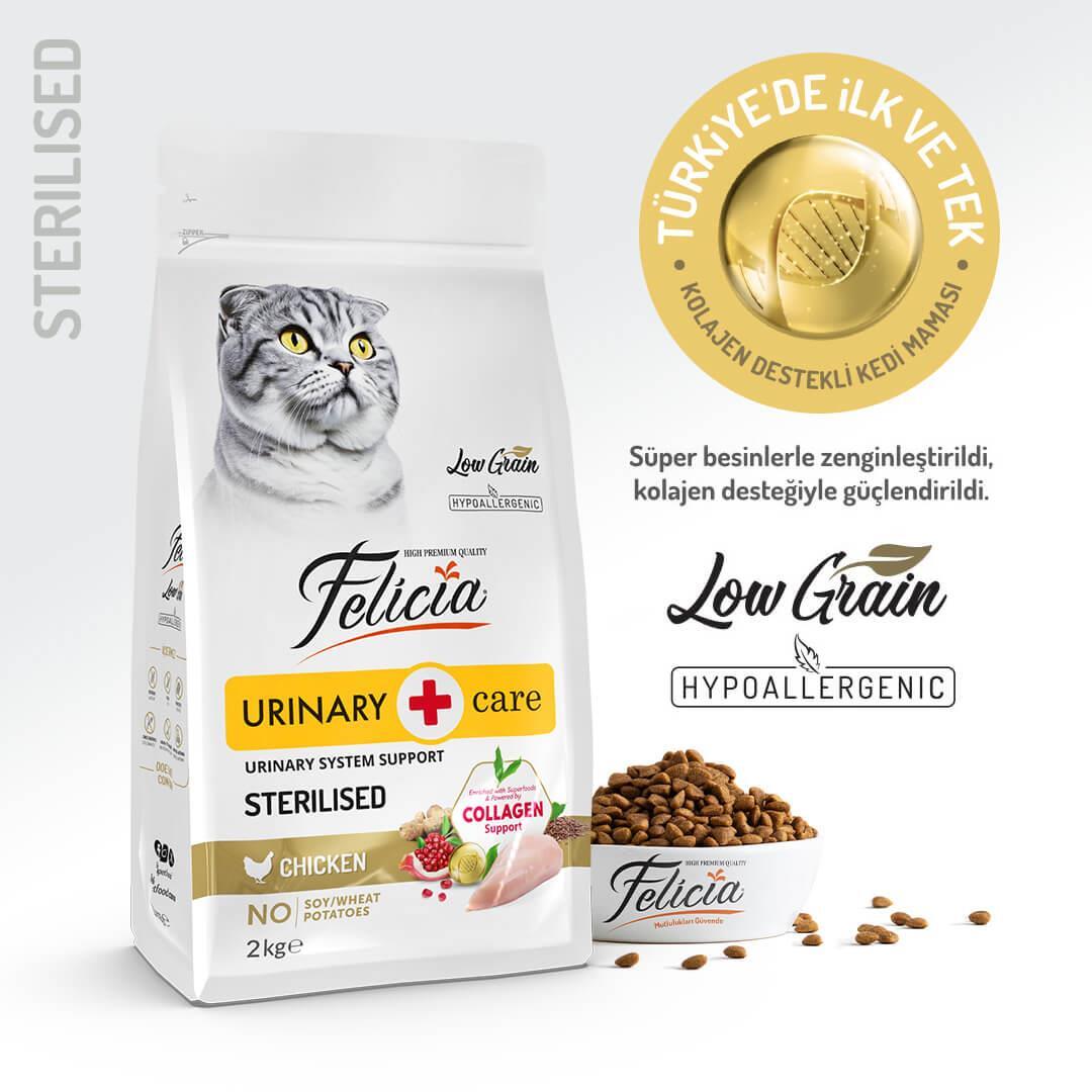 Felicia Düşük Tahıllı Sterilised Tavuklu HypoAllergenic Kedi Maması 2 Kg. - 1