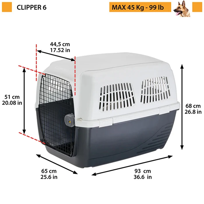 Ferplast Clipper 6 Plus Kedi Köpek Taşıma Kafesi 93x65x68cm - 2