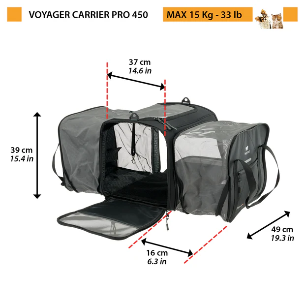 Ferplast Voyager Pro 450 Kedi Köpek Taşıma Çantası Gri