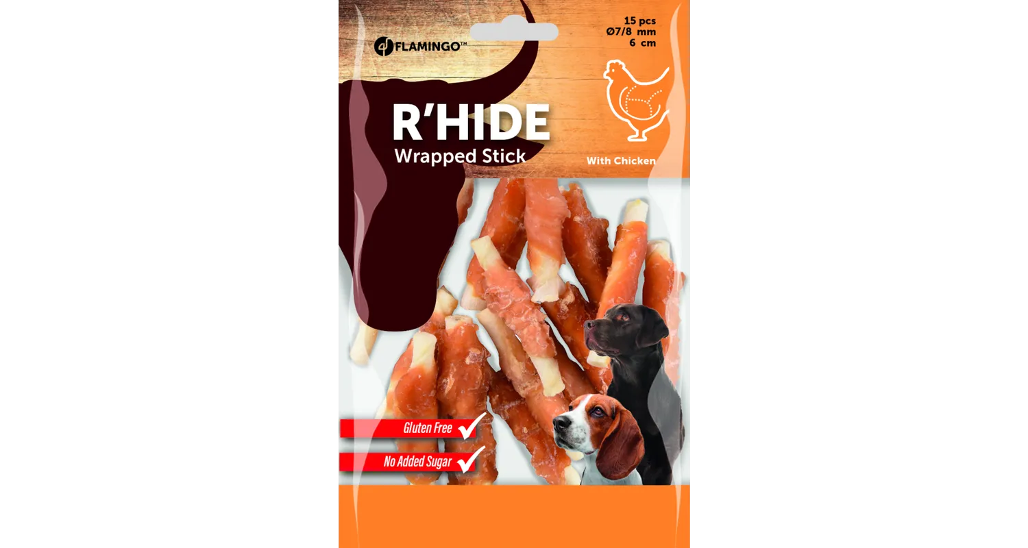 FLAMİNGO R'HIDE STICK WITH CHICKEN 7/8MM 6 CM 15 PCS 100 GR
