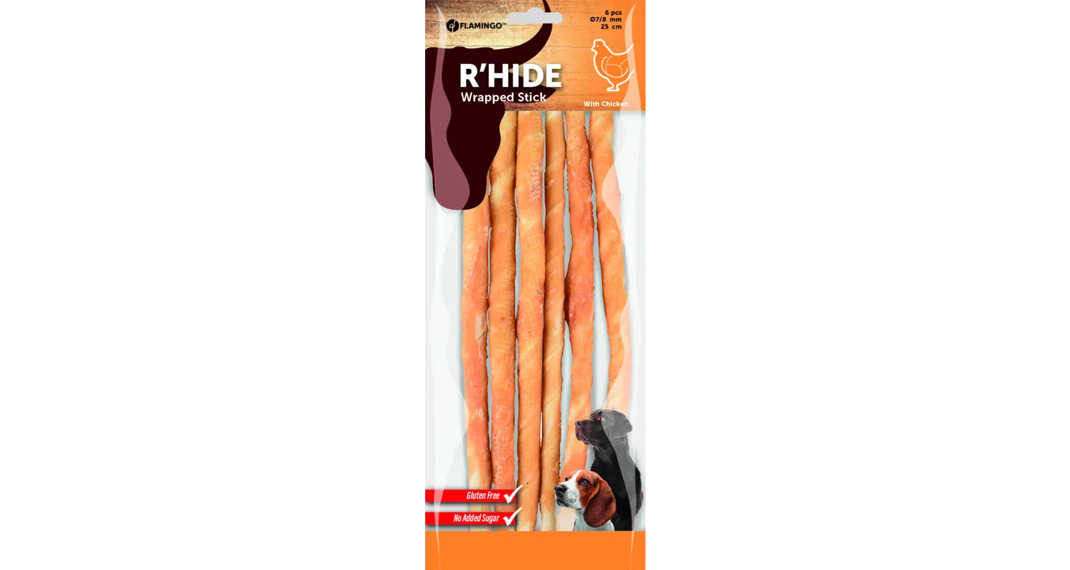 FLAMİNGO R'HIDE STICK WITH CHIK. 7/8MM 25 CM 6PCS 130 GR