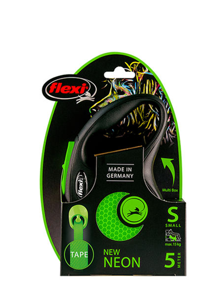 Flexi New Neon Otomatik Şerit Köpek Gezdirme Kayışı 5m [S] (Yeşil) - 2