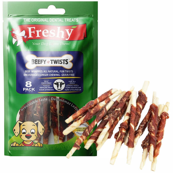 Freshy Beefy Twists Sığır Etli Burgu Çubuk Köpek Ödülü 75 gr 8 Adet - 1