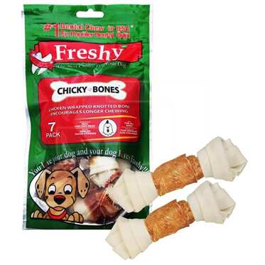 Freshy Chicky Bones Tavuk Etli Düğümlü Köpek Kemiği 100 gr 7 Adet