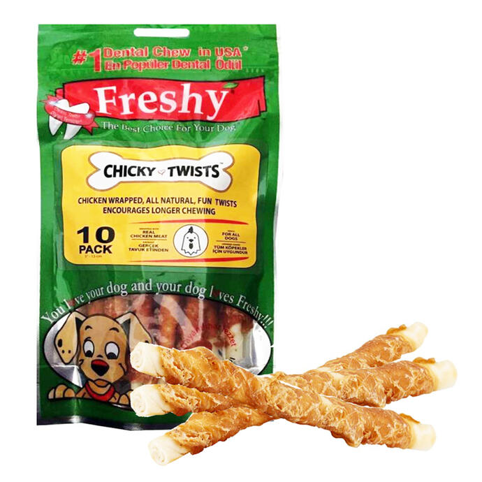 Freshy Chicky Twists Tavuk Etli Burgu Çiğneme Kemiği 90 gr 10 Adet - 1