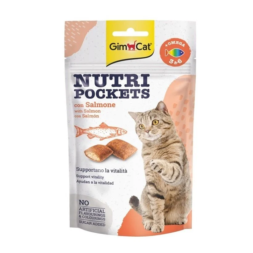 Gimcat Nutripockets Kedi Ödülü Kedi Somon Balıklı & Omega 3 6 60Gr - 1