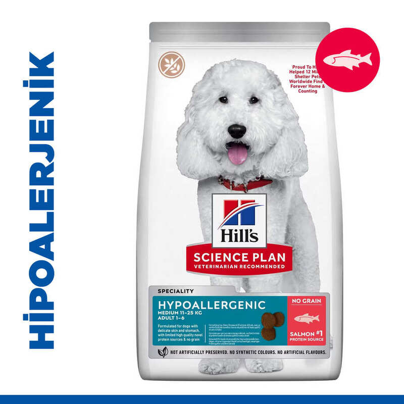 Hills Hypoallergenic Medium Adult Somonlu Orta Irk Yetişkin Köpek Maması 2,5 Kg