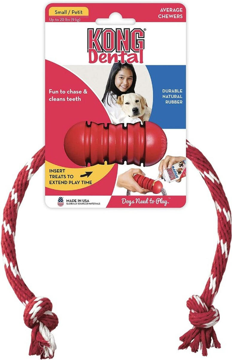 KONG Dental DişTemizliği Sağlayan İp Sallantılı Köpek Oyuncağı S - 1