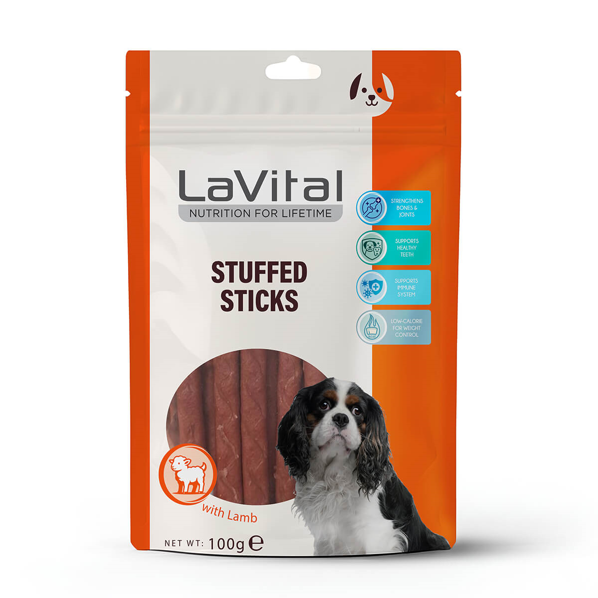 LaVital Kuzu Etli ve Somonlu Yumuşak Çubuk Köpek Ödülü 100g - 1
