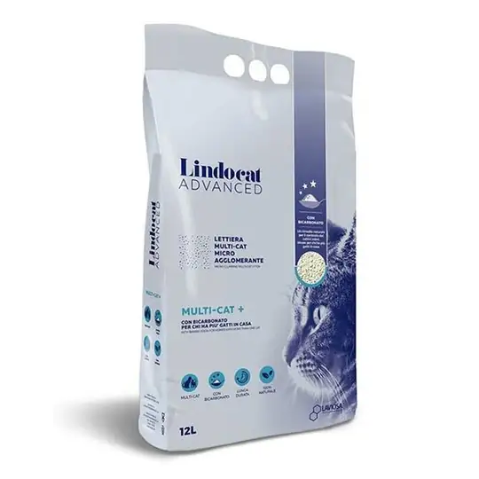 Lindocat Advanced Multicat Parfümsüz Koku Önleyici ve Ekstra Güçlü Topaklanan Kedi Kumu 12L