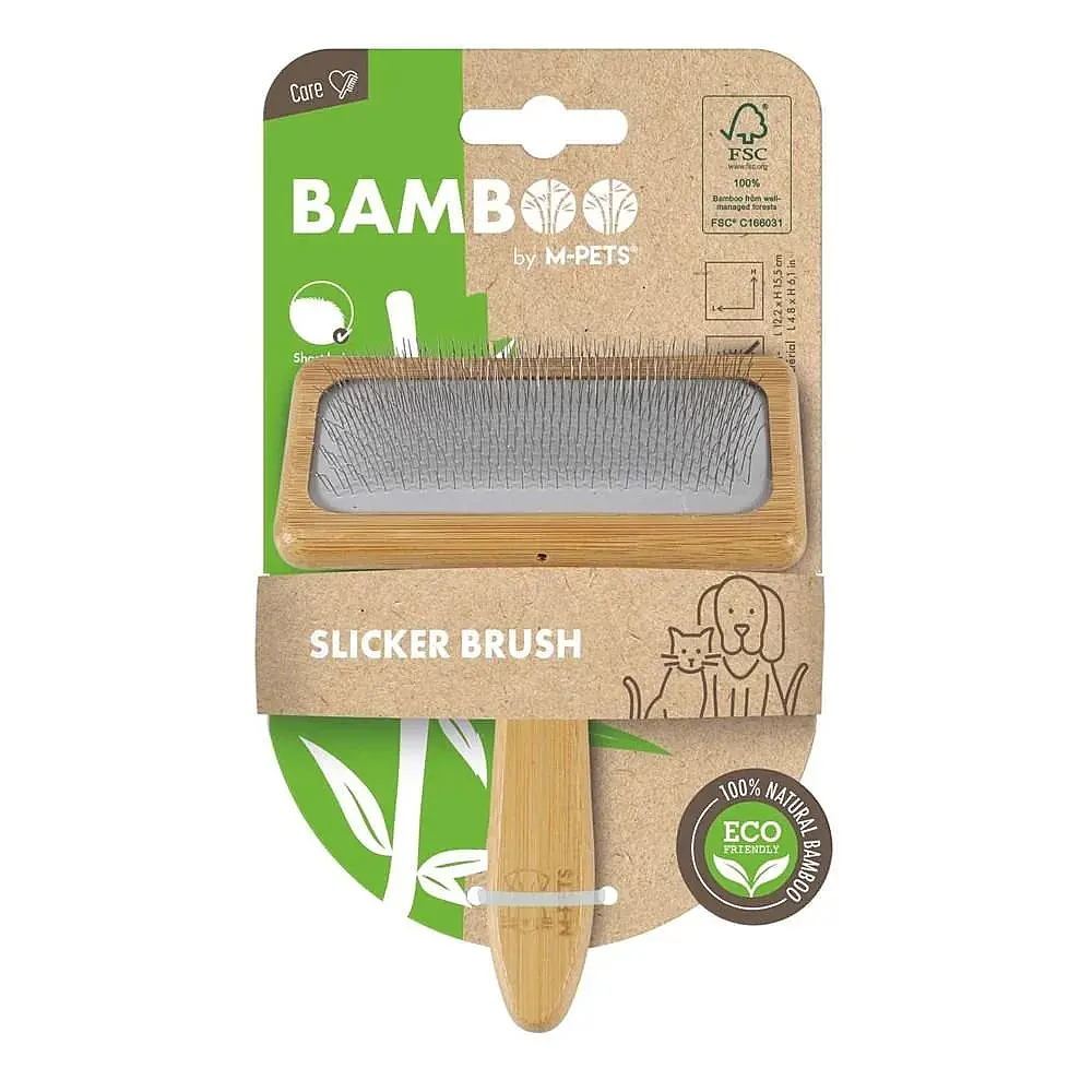 M-Pets Bambu İnce Telli Köpek Fırçası 12.2x15.5 cm L - 1