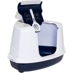 Moderna Flip Köşeli Filtreli Kapalı Kedi Tuvalet Kabı Lacivert 56 Cm (1)