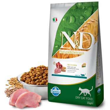 N&D Az Tahıllı Hindi Etli Kısırlaştırılmış Kedi Maması 10 Kg.