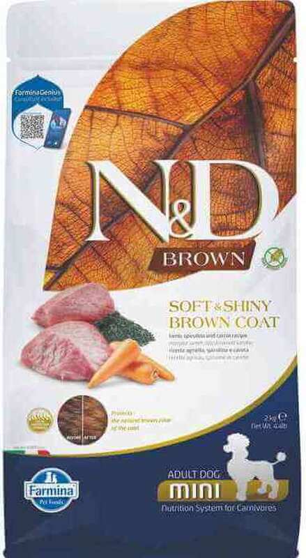 N&D Brown Kuzu Etli Spirulina ve Havuçlu Küçük Irk Yetişkin Köpek Maması 2kg
