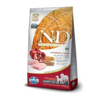 N&D Düşük Tahıllı Light Maxi Tavuklu Narlı Yetişkin Köpek Maması 12 Kg. - 1