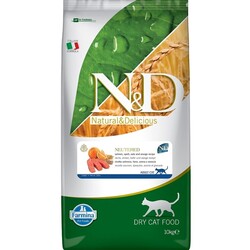 N&D Ocean Düşük Tahıllı Somonlu Kısırlaştırılmış Kedi Maması 10 Kg. (1)