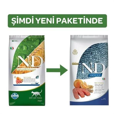 N&D Ocean Düşük Tahıllı Somonlu Kısırlaştırılmış Kedi Maması 10 Kg. - 1