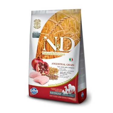 N&D Düşük Tahıllı Tavuklu Narlı Yetişkin Köpek Maması 12 Kg.