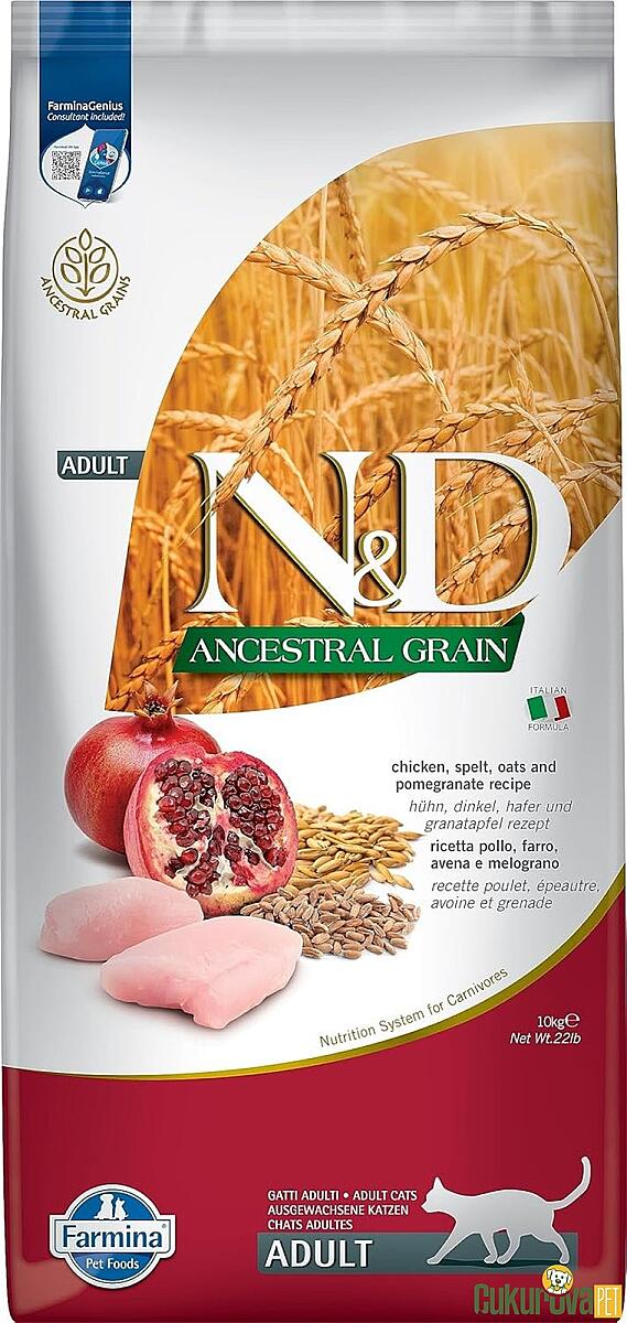 N&D A.Graın Düşük Tahıllı Tavuklu Ve Narlı Kedi Maması 10 Kg. - 1