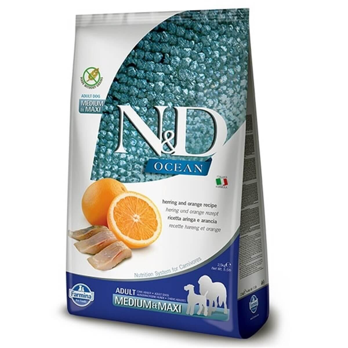 N&D Medium Maxi, Tahılsız, Ringa Balıklı Ve Portakallı Yetişkin Köpek Maması 12 Kg. - 1