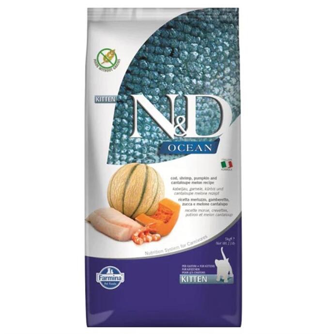 N&D Ocean Morina Balıklı Bal Kabaklı Ve Karidesli Tahılsız Yavru Kedi Maması 5 Kg - 1
