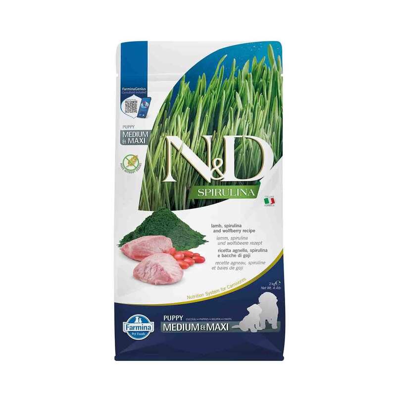 N&D Spirulina Takviyeli Kuzulu Orta ve Büyük Irk Yavru Köpek Maması 2kg