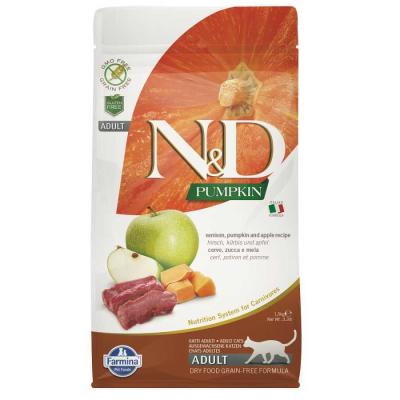 N&D Pumpkın Tahılsız Balkabaklı Geyik Etli Elmalı Kedi Maması 5 Kg. - 1