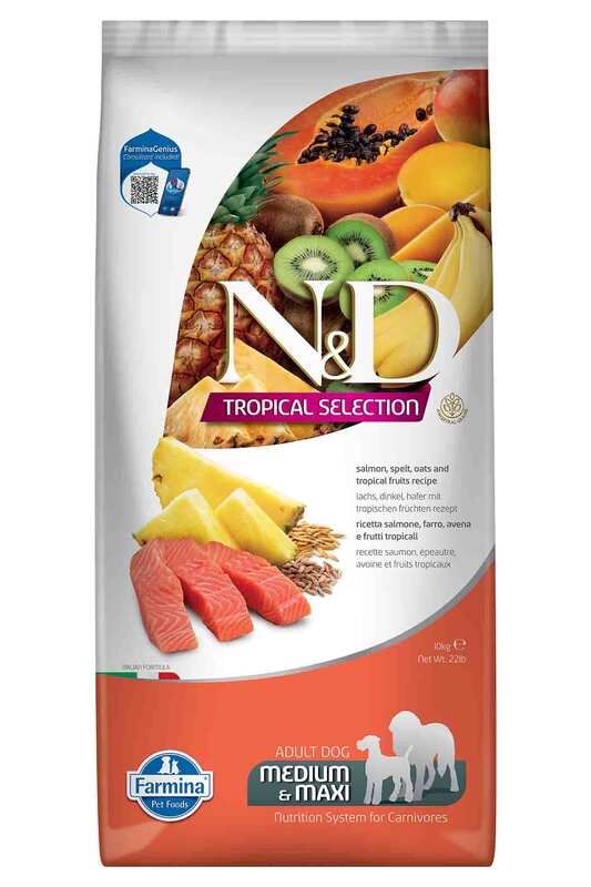 N&D Tropical Somonlu ve Tropikal Meyveli Orta ve Büyük Irk Yetişkin Köpek Maması 10 Kg