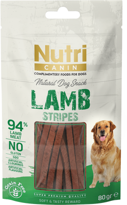 Nutri Canin Tahılsız Kuzu Etli Şerit Köpek Ödül Maması 80 G - 1