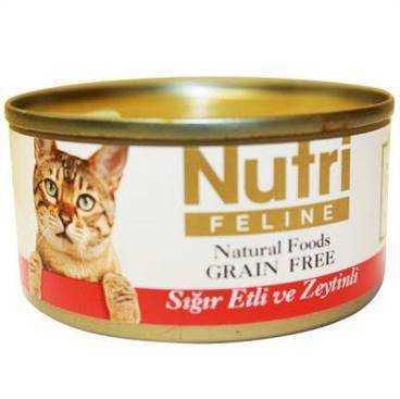Nutri Feline Tahılsız Sığır Etli Zeytinli Kedi Konservesi 80 Gr. - 1