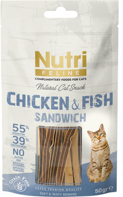 Nutri Feline Tahılsız Tavuk Ve Balıklı Kedi Ödül Maması 50 G - 1