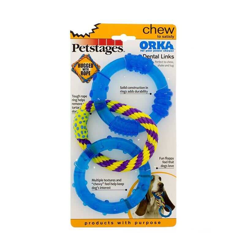 Petstages Orka Dental Links Kauçuk Ve İpli Köpek Oyuncağı