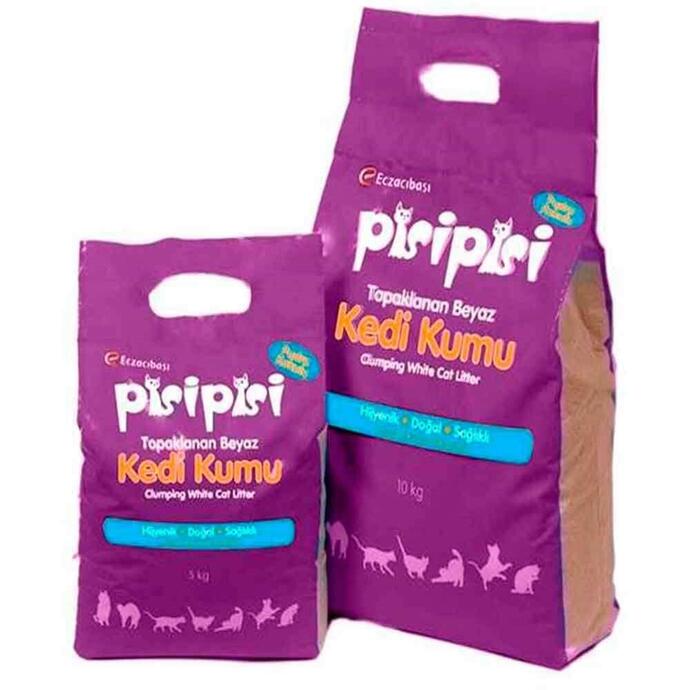 Pisi Pisi İnce Taneli Pudra Kokulu Topaklaşan Kedi Kumu 10 Kg - 1